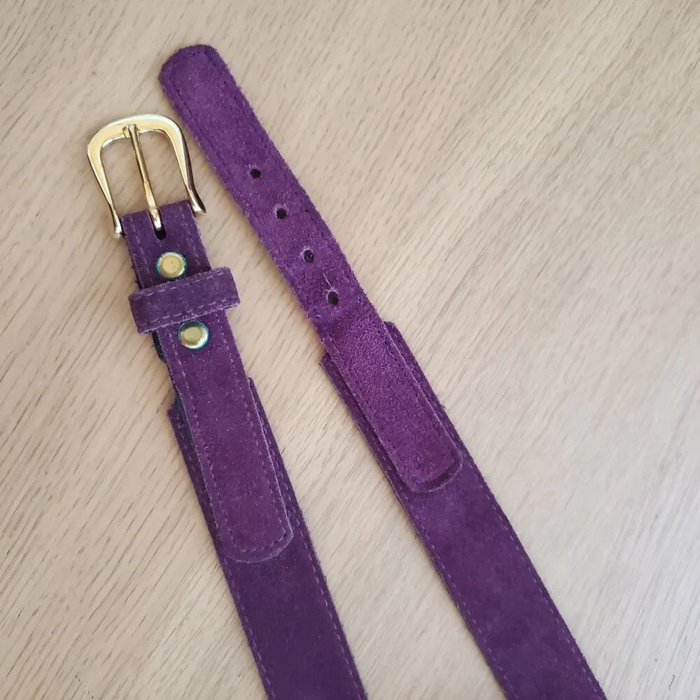 Vintage 80s Purple Suede Leather Belt